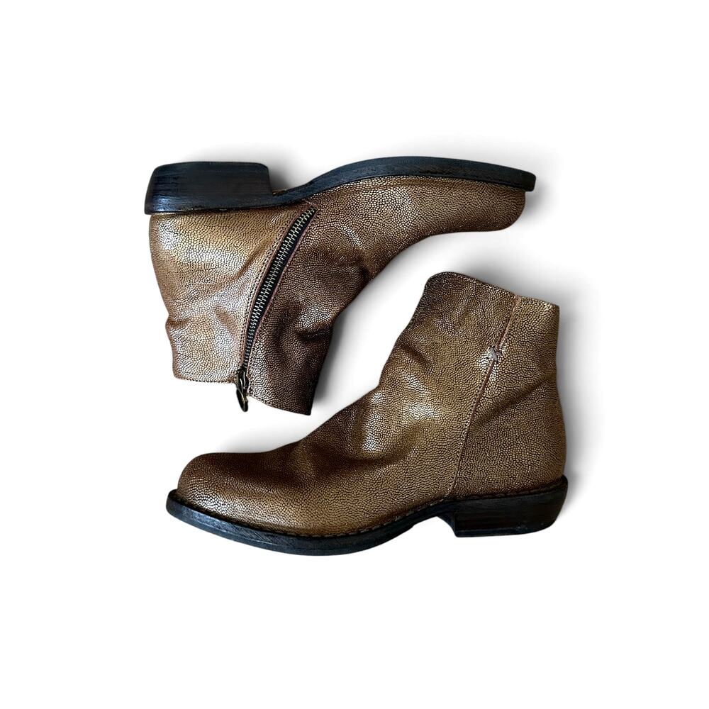 Fiorentini+Baker Bronze Pebbled Leather Ankle Boot Size 37